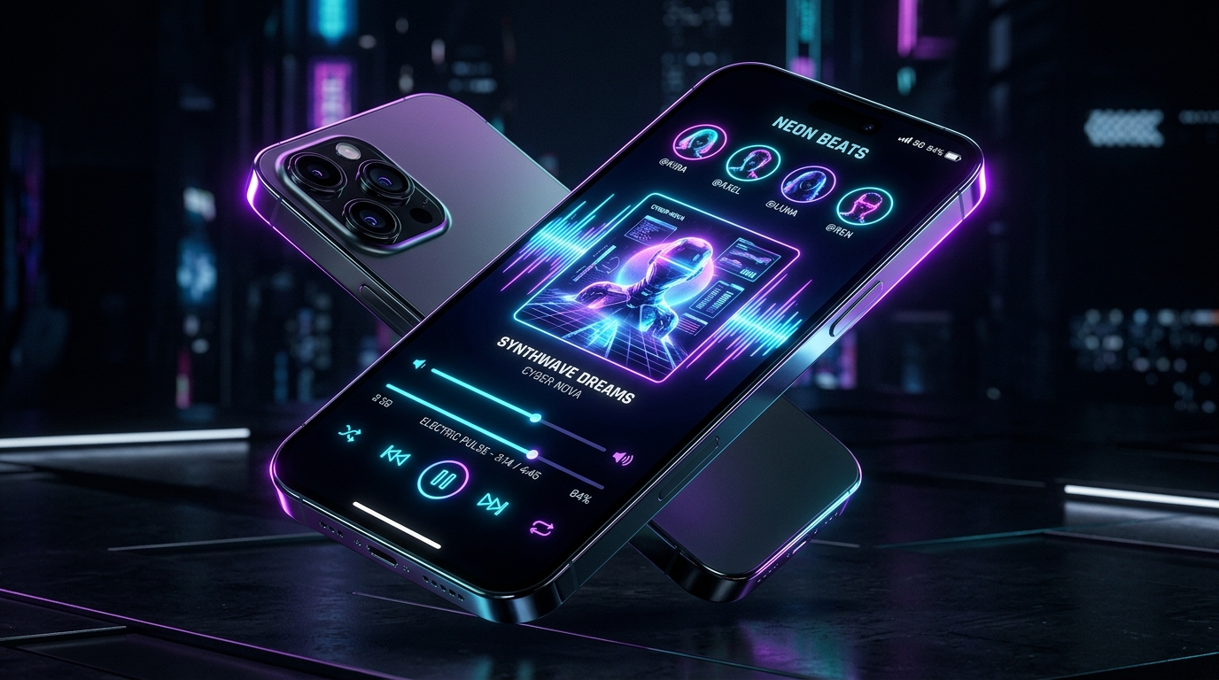 VibeGrid 3D Flagship Mobile App Render